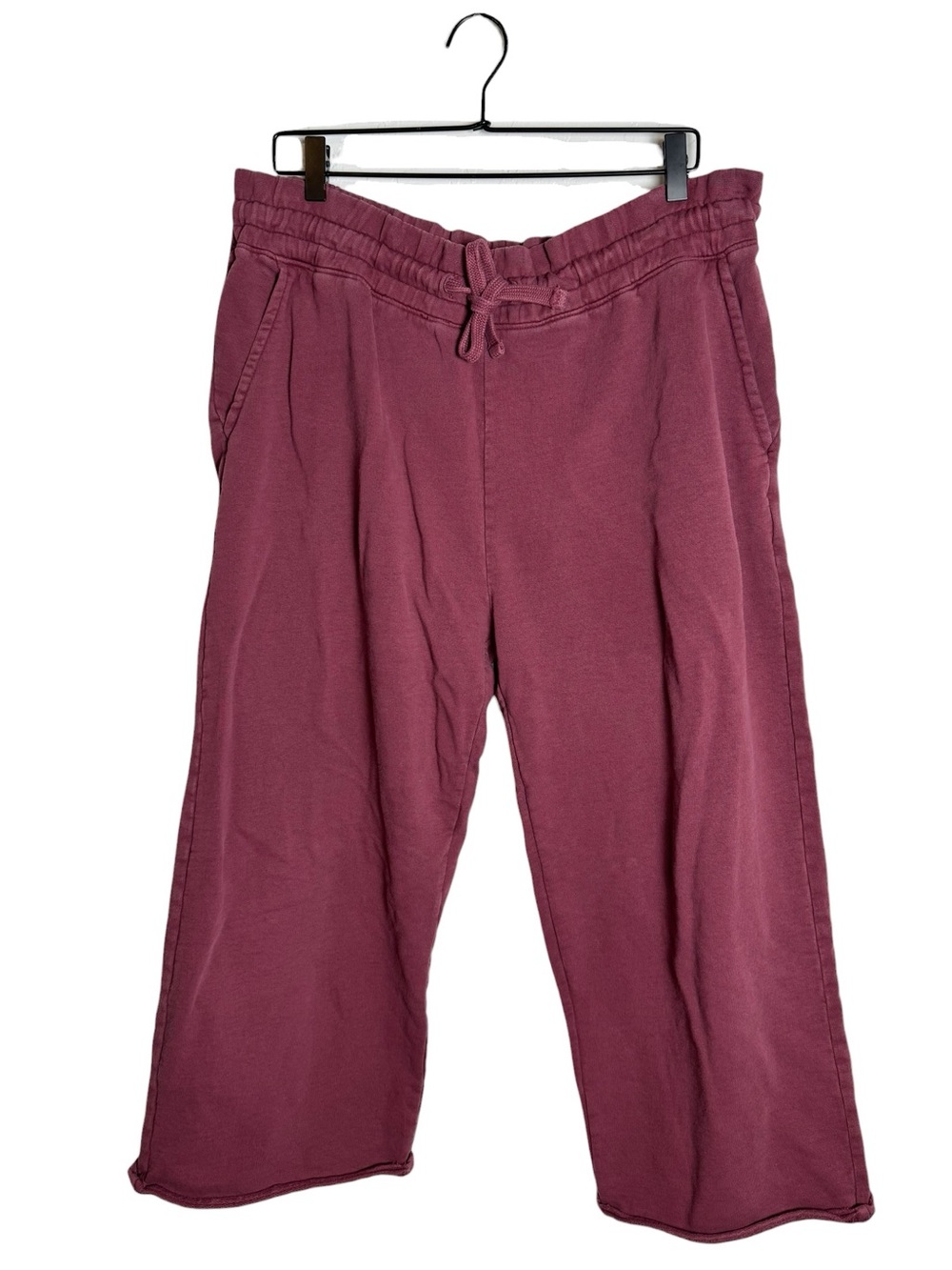 Pact Organic Cotton French Terry Cropped Wide Leg Sweatpants Berry Burgundy XL